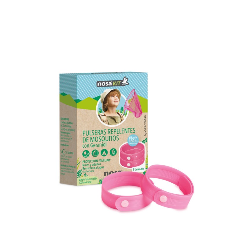 nosa kit pulseira anti mosquitos rosa